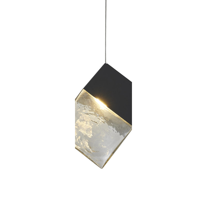 Modern 1-Light Cube Pendant , Matte Black