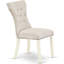 Ensemble de table de salle à manger 5 pièces comprenant une table de salle à manger ronde avec piédestal et 4 chaises Parsons en tissu de lin, blanc lin-1242155364-1242155363-1242155362