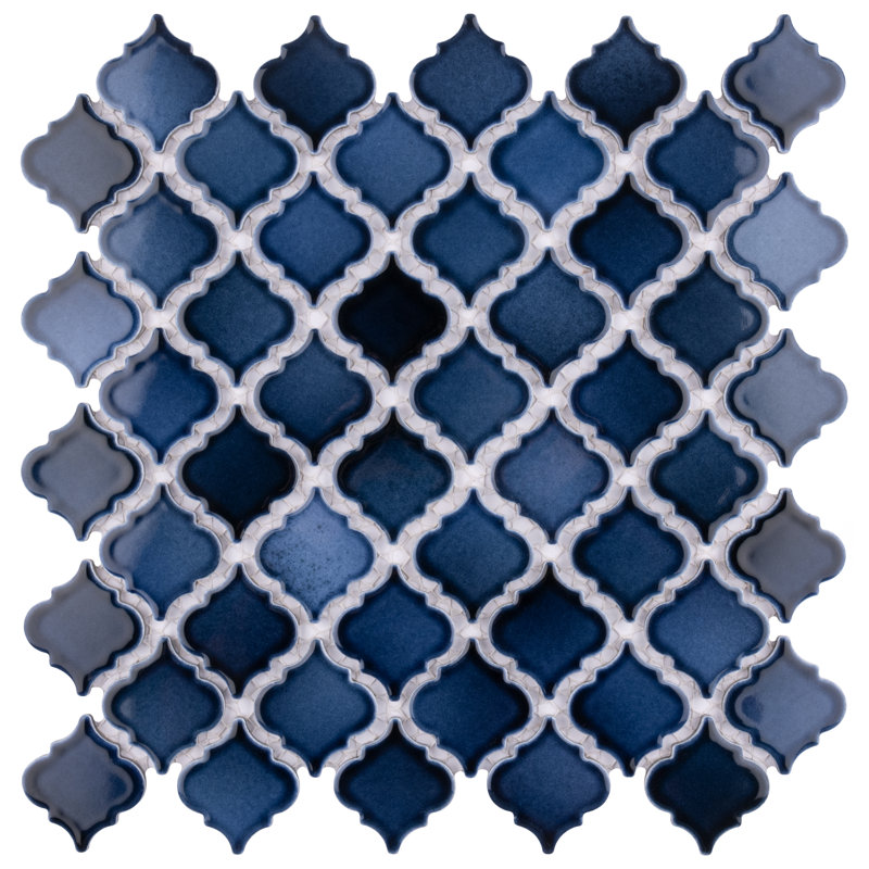 Hudson Tangier 2" x 2" Porcelain Arabesque Mosaic Wall & Floor Tile, Midnight