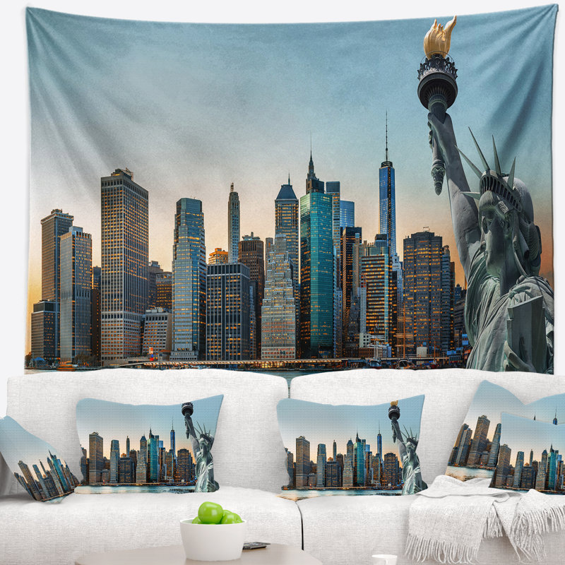 Photographie new york city skyline panorama tapisserie, H 78 po x l 92 po