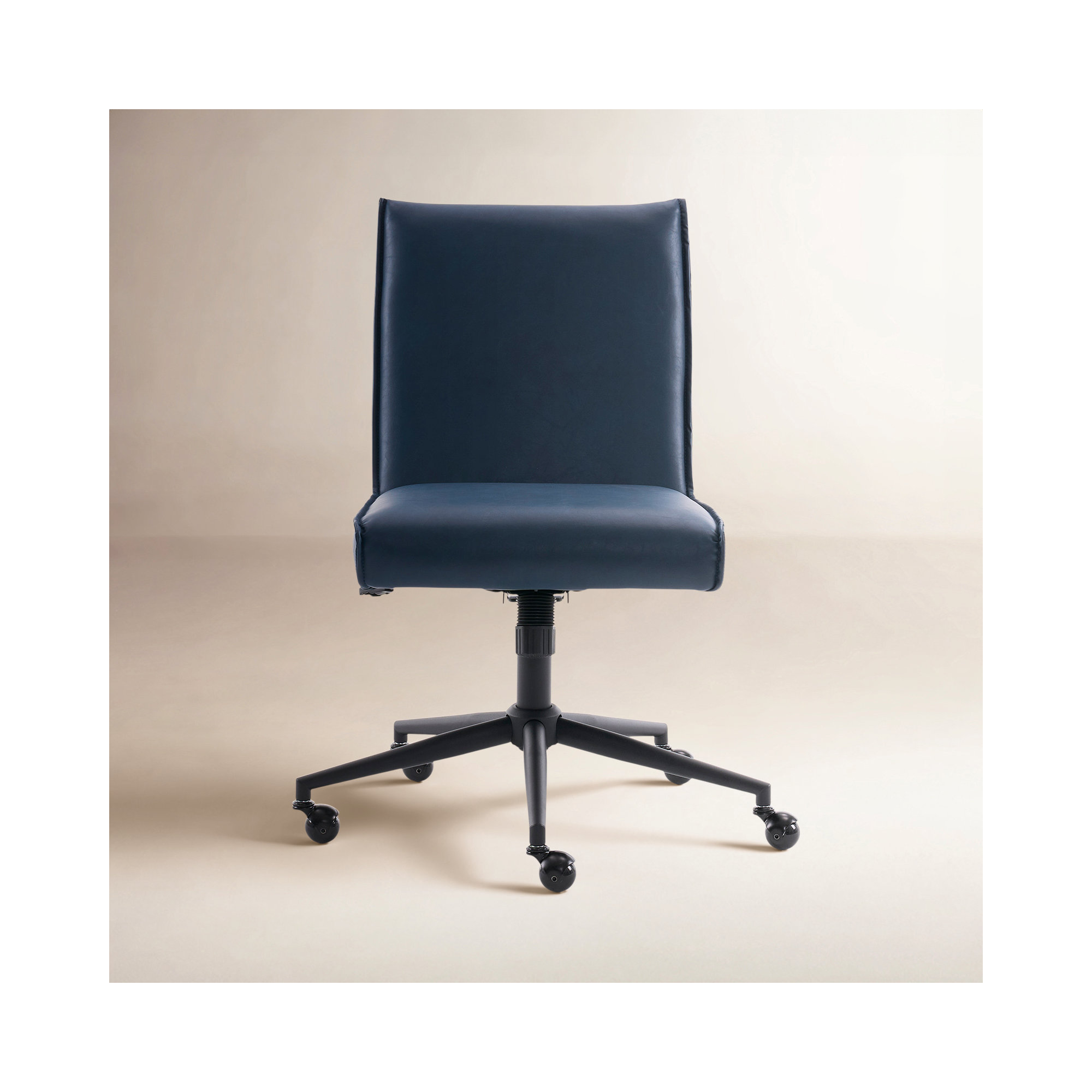 Claudie Upholstered Task Chair, Navy Faux Leather