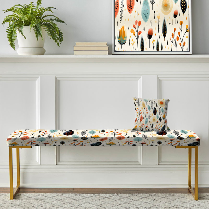Earthy Boho Eclectic Plants - Banc rembourré éclectique doré