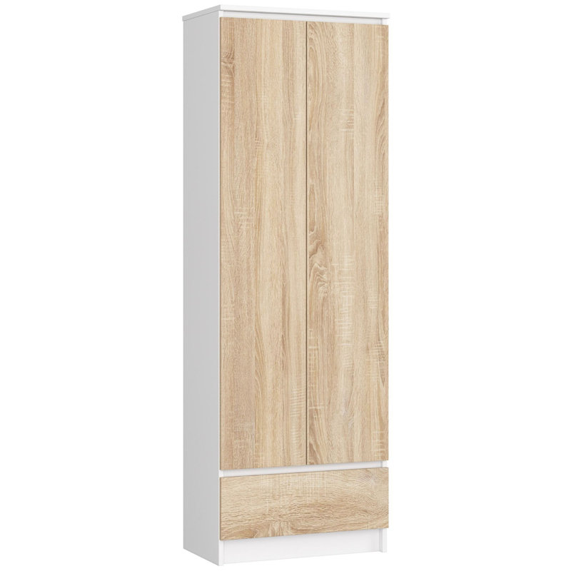 Alexsandria 180cm H x 60cm W Standard Bookcase, White/Sonoma Oak