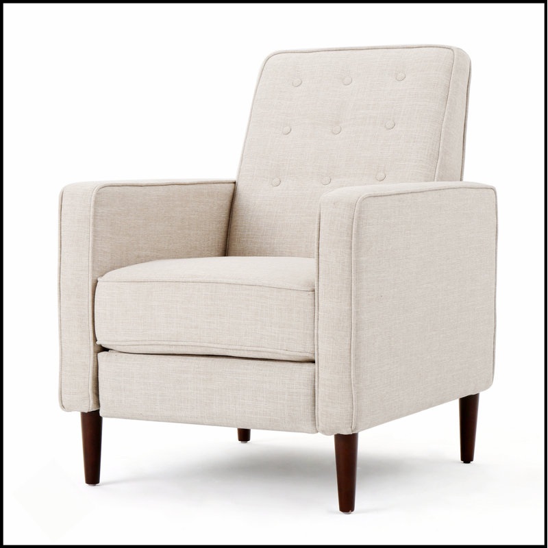 Mid-Century Modern Recliner With Comfortable Cushions And Durable Birch Legs For Ultimate Relaxation, Beige 
