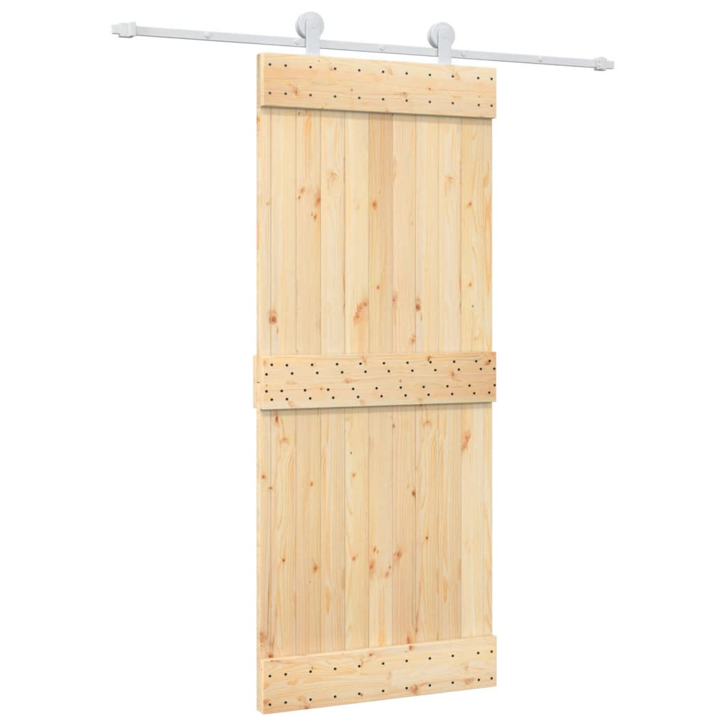 Vidaxl Sliding Door With Hardware Set 85X210 Cm Solid Wood Pine