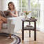 Table de bout ronde en bois d'hévéa massif, table d'appoint à 2 niveaux avec tablette de rangement, petite table d'appoint pour le salon, la chambre à coucher