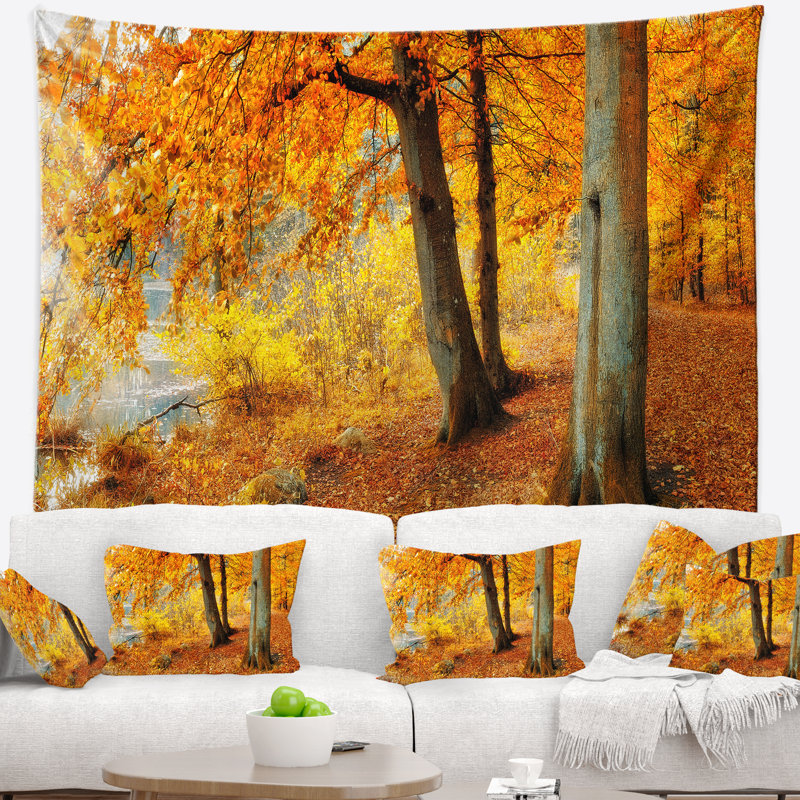 Paysage, forêt jaune, tapisserie d'automne, H 32 po x l 39 po