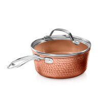 Restaurantware 2 Ounce Small Saucepan, 1 Copper Plated Mini Saucepan - Built-in Pour Spout, Corrosion-Resistant, Stainless Steel Tiny Saucepan, for