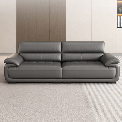 Dark grey Genuine Leather Standard Modern sofa