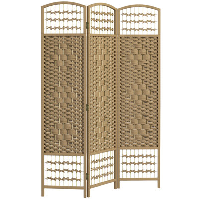 Paravent à 3 panneaux, 1,70 m. Aspect de bois naturel. Cloison tissée à la main pour plus d'intimité. Convient au salon, à la chambre ou au bureau. Papier tissé double face. Pliable et facile à ranger. Aucun assemblage requis.