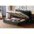 Black Full Bed Frame with Lift Up Storage, Upholstered Velvet Bed with LED Lights & Power Outlets-117328036-117328037