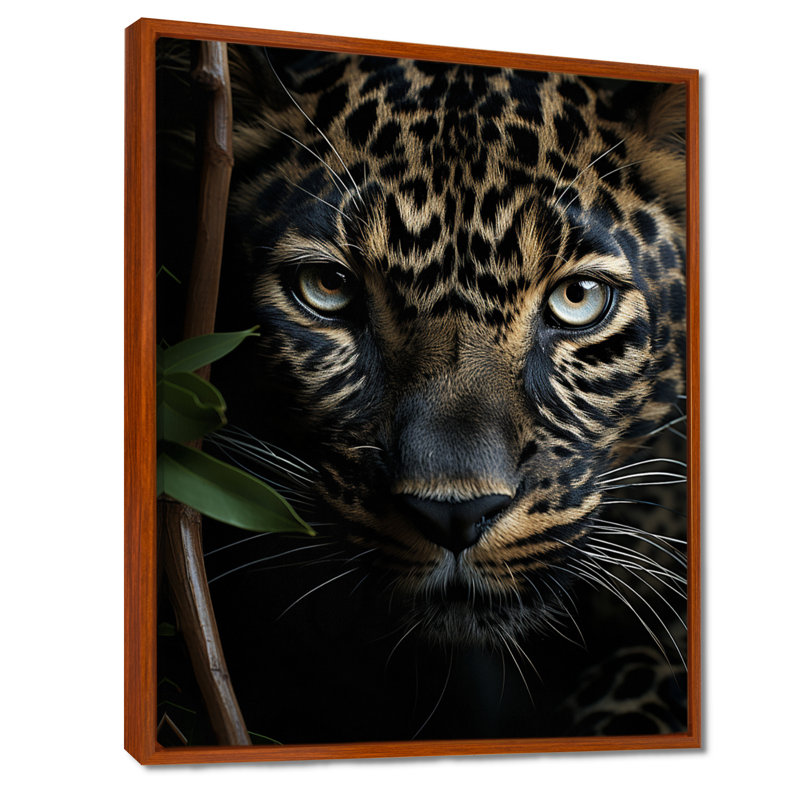 «Knoa Cheetah Portrait Silent Stalk I», art mural sur toile léopard, H 20 po x l 12 po, Cadre flottant brun