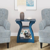End Tables Living Room, End Table End Table With Charging Station And USB,Navy Blue Side Table, Nightstand For Bedroom,3 Tier End Table With Storage Shelf For Living Room