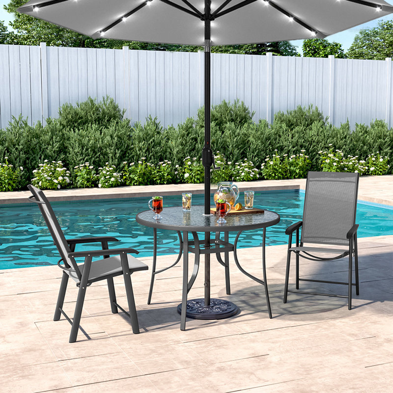 Gladston 2 - Person Patio Dining Set with Round Table, Grey