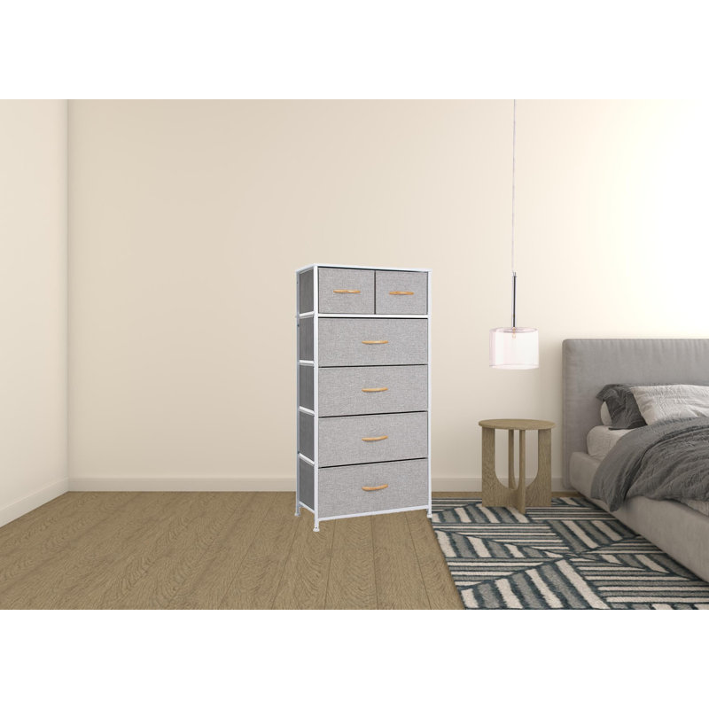 Commode 6 tiroirs Yarilis, Gris / noir