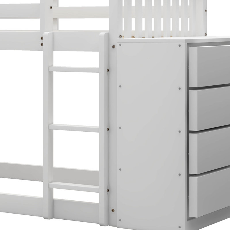 Lit superposé simple au-dessus de simple avec tiroirs Beihl Kids, Blanc
