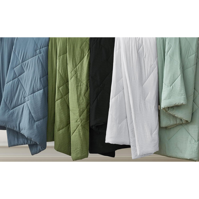Hugo 3-Piece Polyester Jacquard Lightweight Thin Comforter Set, Oversized King Comforter + 2 King Shams, Sage Green