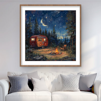 Campfire - Purple Framed Matted Print for Home Decor