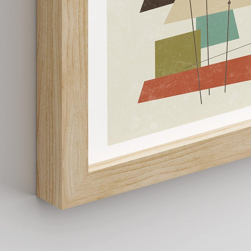 «Mid-Century Modern 1960s Vintage Nordic Polygons», reproduction encadrée de 4 pièces, H 16 po x l 12 po x P 1 po