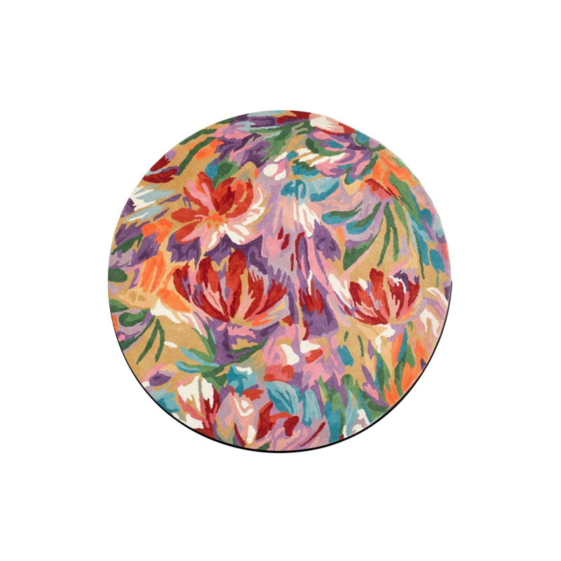 Tapis rond lavable coloré, Sous-tapis rond 3 pi 11 po inclus