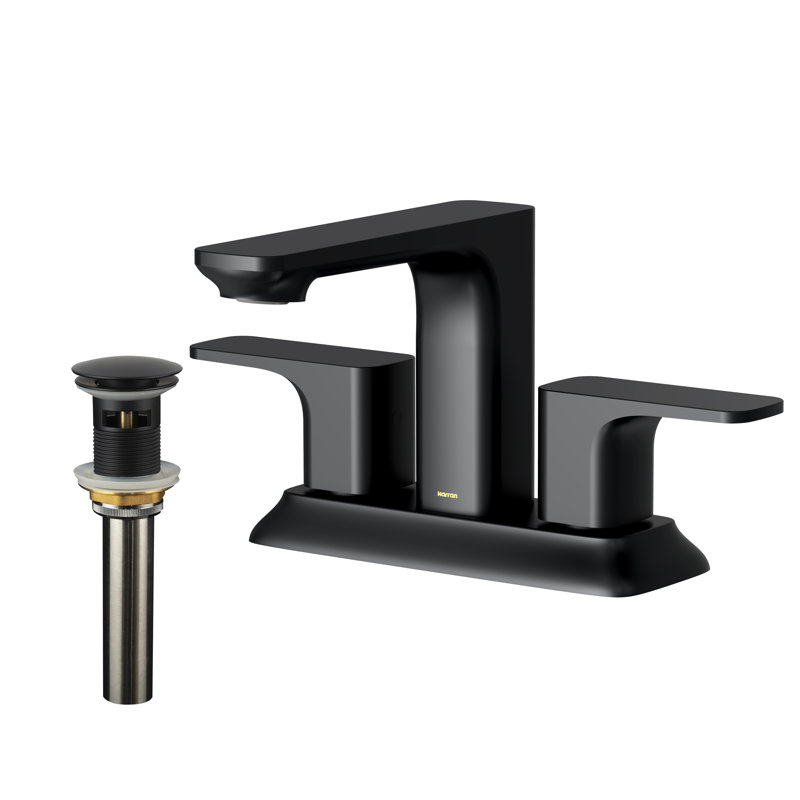 Venda Centerset 2-handle Bathroom Faucet with Drain Assembly, Matte Black