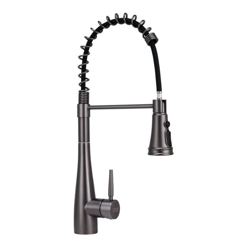 Belfry Kitchen Pull Out Kitchen Faucet, Black/Grey