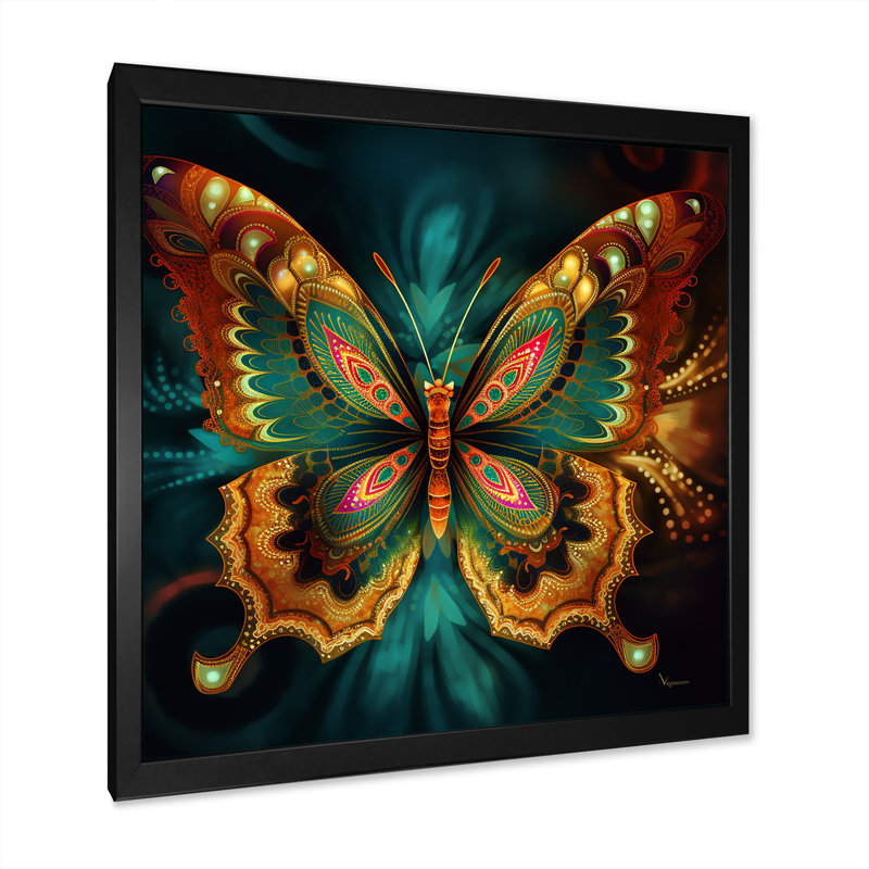 Papillon magique éthéré I, Cadre simple noir, H 36 po x l 36 po x P 1,5 po