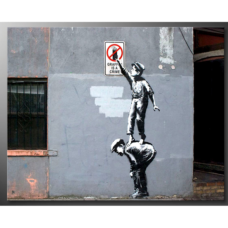 Spray Crime by Banksy - Stretched On Wooden Frame Print on Canvas, 80cm L x 100cm W