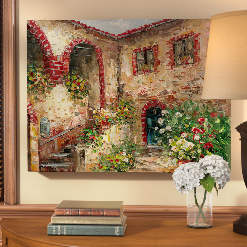 Tuscany Courtyard Impressionist Canvas Landscape Print, 14" x 19"