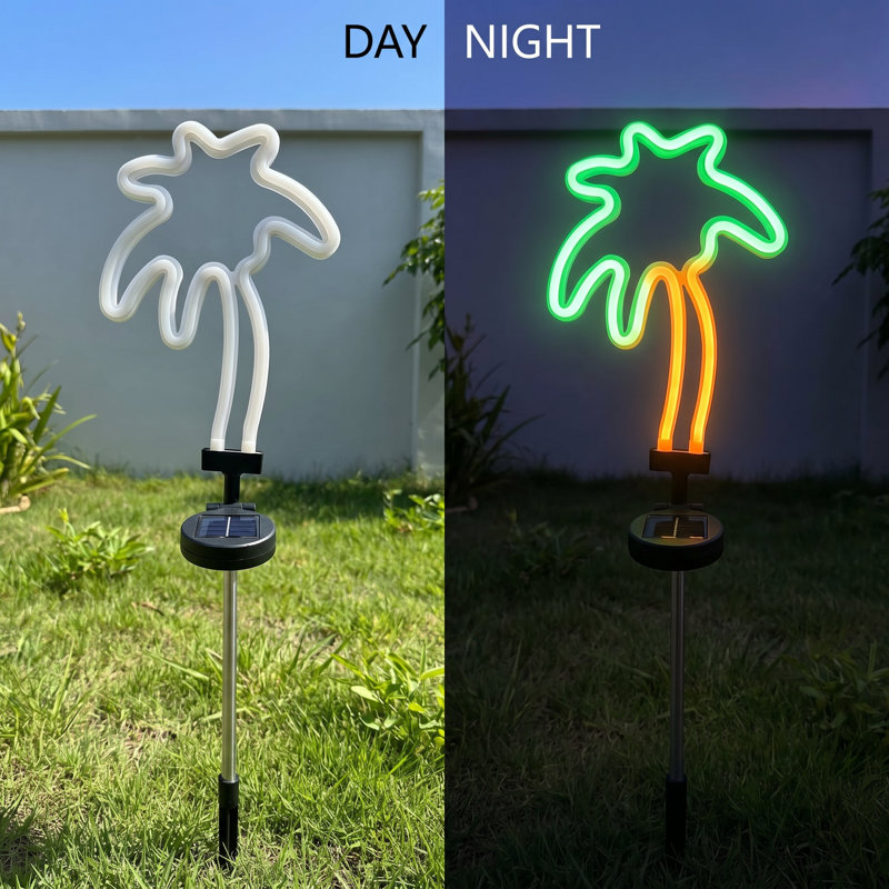 Solar Palm Tree Neon Yard Decor Light