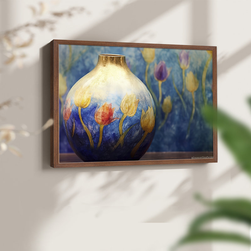 Série florale - Lxxxi - reproduction encadrée, H 11 po x l 14 po, Noyer
