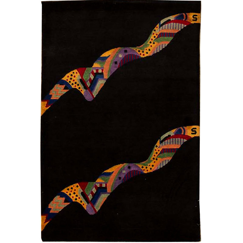 Hand-Knotted High-Quality Black Area Rug
