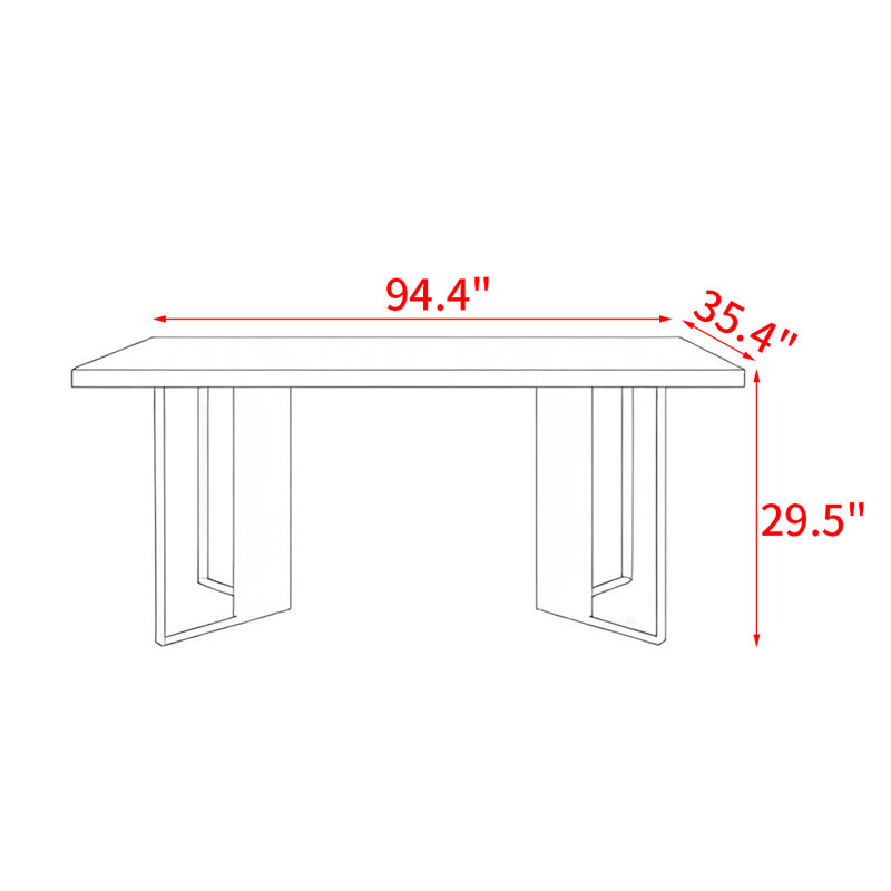 Table de salle à manger Elissavet, H 29,5 po x L 94,4 po x l 35,4 po
