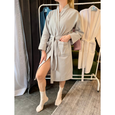 Peignoir kimono en coton gaufré unisexe