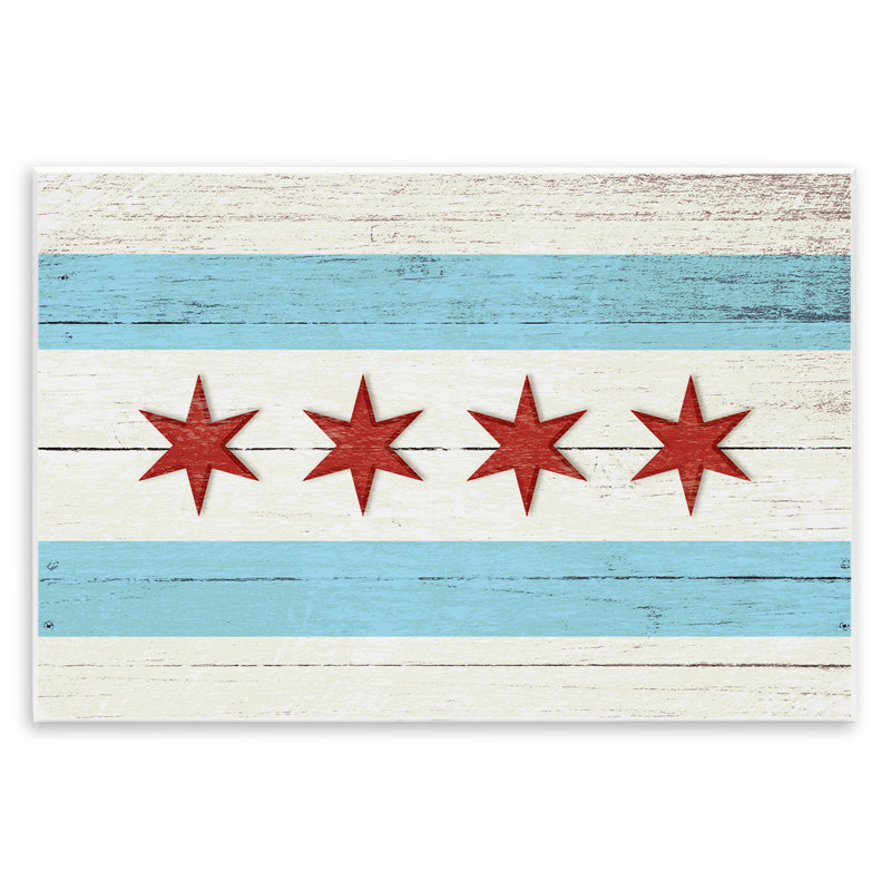 «Chicago Flag Distress Wood Look», impression, H 10 po x l 15 po
