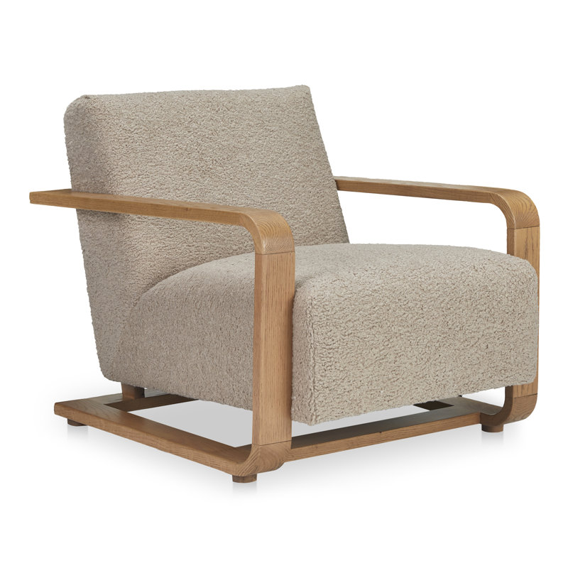 ECKERSLEY LOUNGE CHAIR CREAM FAUX FUR, Beige Boucle