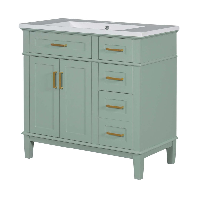 Meuble-lavabo 36 po avec lavabo en résine, Vert