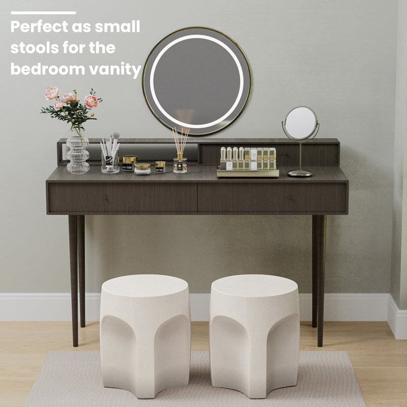 Outdoor Side Table, White, Set of 2