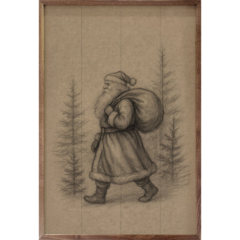 Saint Nick marchant dans les pins, H 16 po x l 10 po