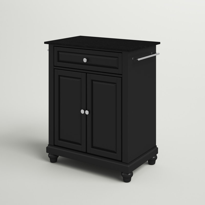 Hedon Granite Top Kitchen Cart, Black