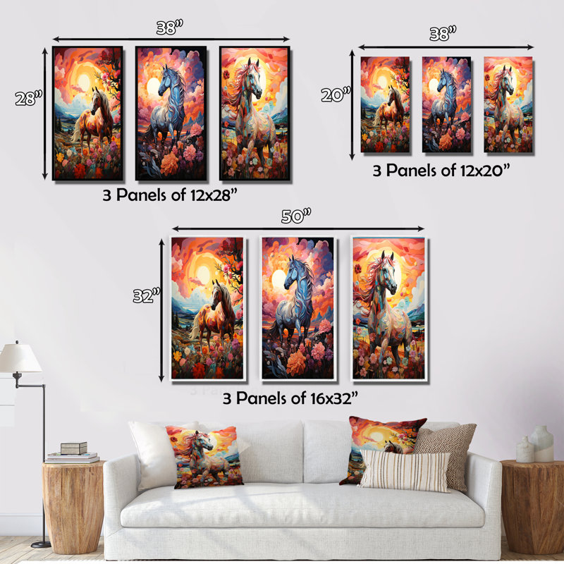 "Carrousel, Carrousel de l'enfance", 3 pièces, Cadre blanc, H 20 po x l 36 po