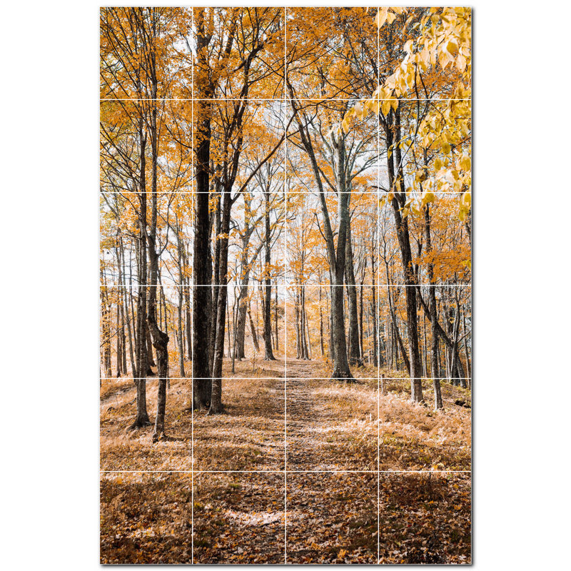 Murale décorative en céramique 4,25 po x 4,25 po Trees Photo, Jaune-brun clair