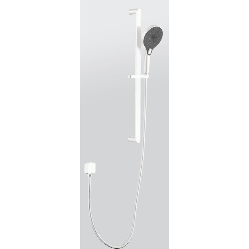 Robust Stainless Steel Handheld Shower, 69-inch Hose, 28-inch Slide Bar, Functional Spray Functions, White Appearance Shower With Bar And Options, Adjustable Height, Finish