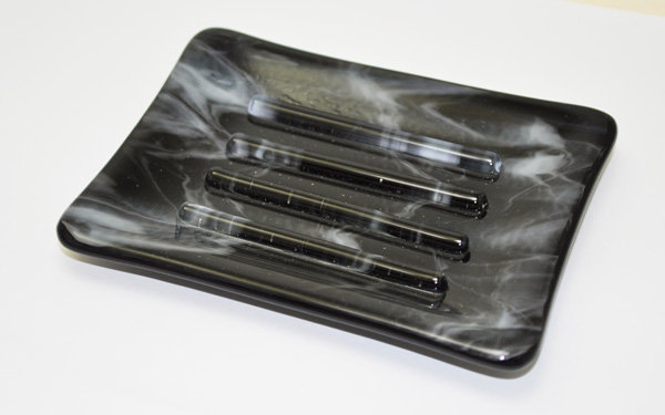 Bharat Soap Dish, White and Black