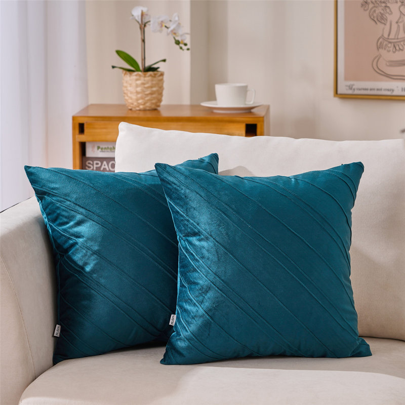 Warisi Velvet Throw Pillow, Pillow Cover Only - No Insert, Dark Green, 20" x 20"