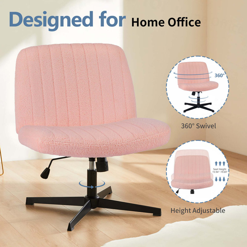 Fauteuil de bureau pivotant sans accoudoirs, sans pieds et à roulettes, Rose