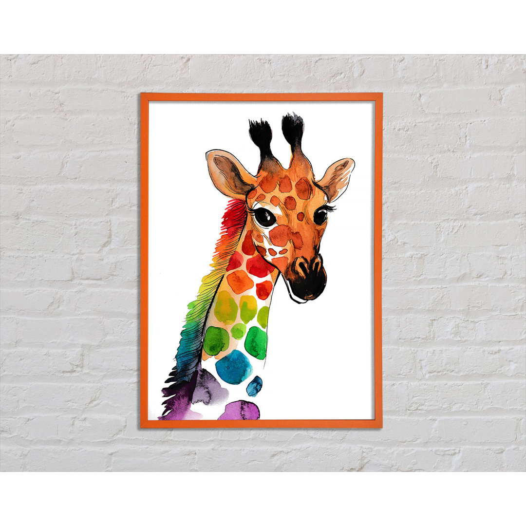 Zali Rainbow Giraffe - Einzelner Bilderrahmen Kunstdrucke