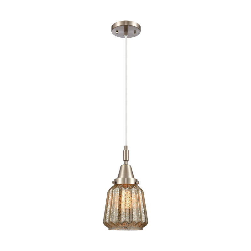 Downtown Urban - Caden Chatham - Mini-luminaire suspendu à cordon 1 lumière 7 "- Abat-jour, Mercure, Nickel satiné