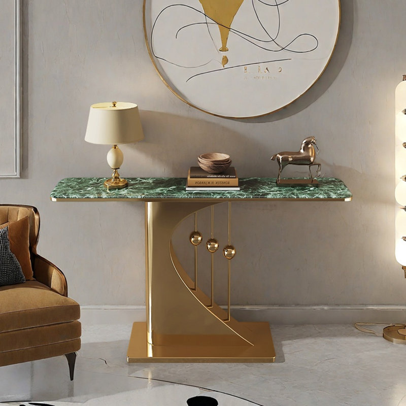 Table d'entrée moderne et minimaliste, H 31,5 po x l 47,2 po x P 11,8 po, Vert Prada, Gold