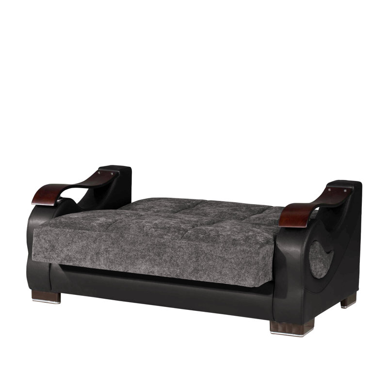 Causeuse convertible rembourrée avec rangement, fauteuils pour chambre à coucher avec coussins, Gris